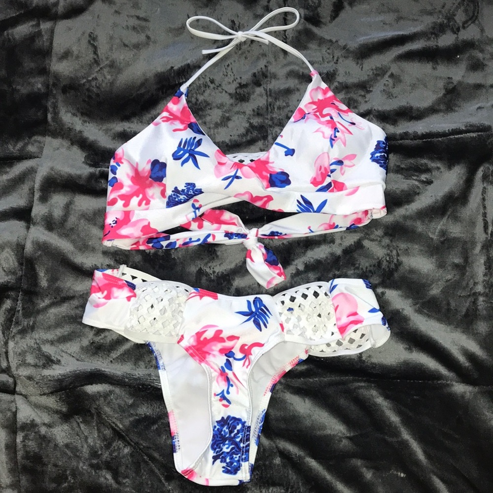White Floral Bikini